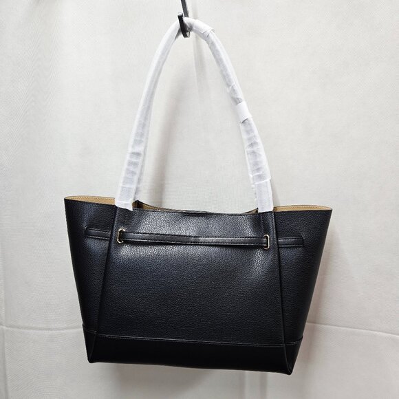 NWT Authentic Michael Kors Reed Large Pebbled Black Leather Belted Tote Bag $558 - Picture 8 of 13